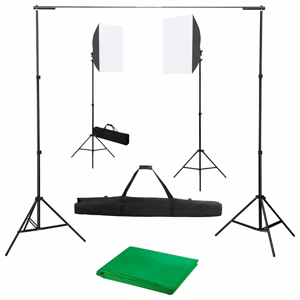 Fotostudio-Set mit Softboxen, Hintergrundsystem, 2 Softboxen 40x60 cm, höhenverstellbare Stative, Ba