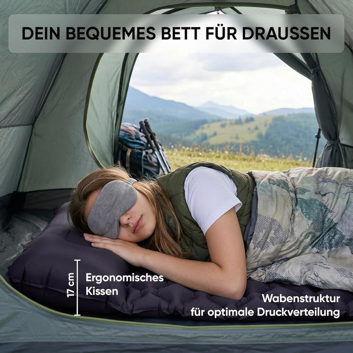 EVOCAMP Isomatte selbstaufblasend Ultraleicht, Camping Matratze, 195x60, mit integrierter Fusspumpe
