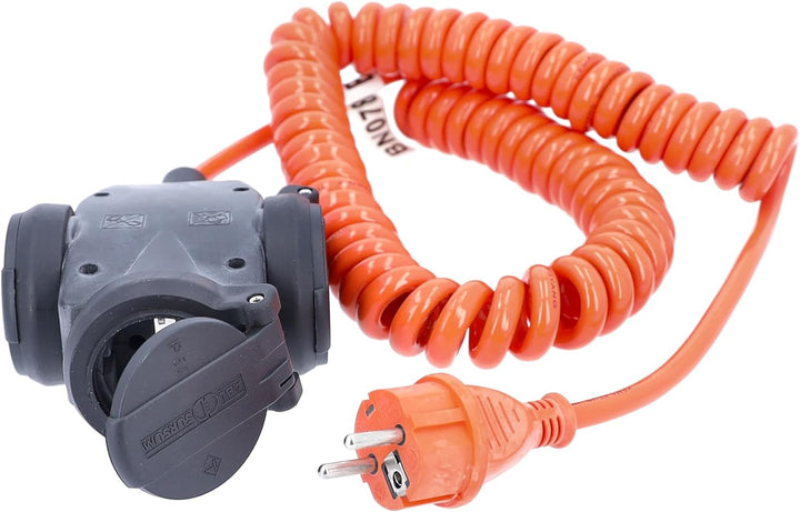 as - Schwabe 70414 Schutzkontakt-Spiralkabel, 5m H07BQ-F 3G1,5, orange, IP44 Gewerbe, Baustelle H07B