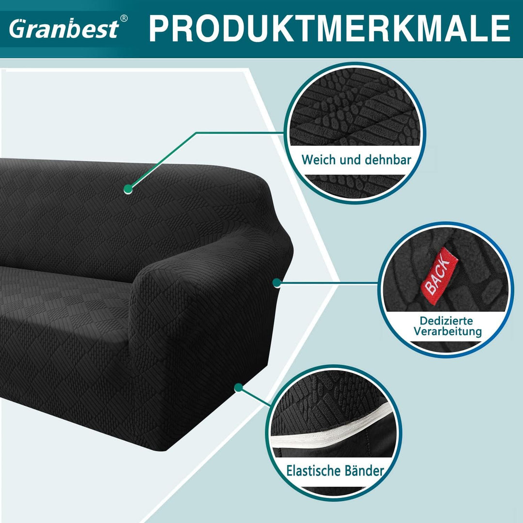 Granbest Stilvolle Rhombus Dicke Sofabezug 3 Sitzer Elastische Modestoffe Couchbezug rutschfest Sofa