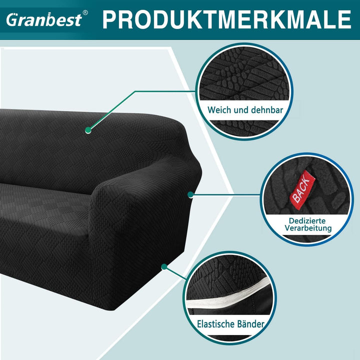 Granbest Stilvolle Rhombus Dicke Sofabezug 3 Sitzer Elastische Modestoffe Couchbezug rutschfest Sofa