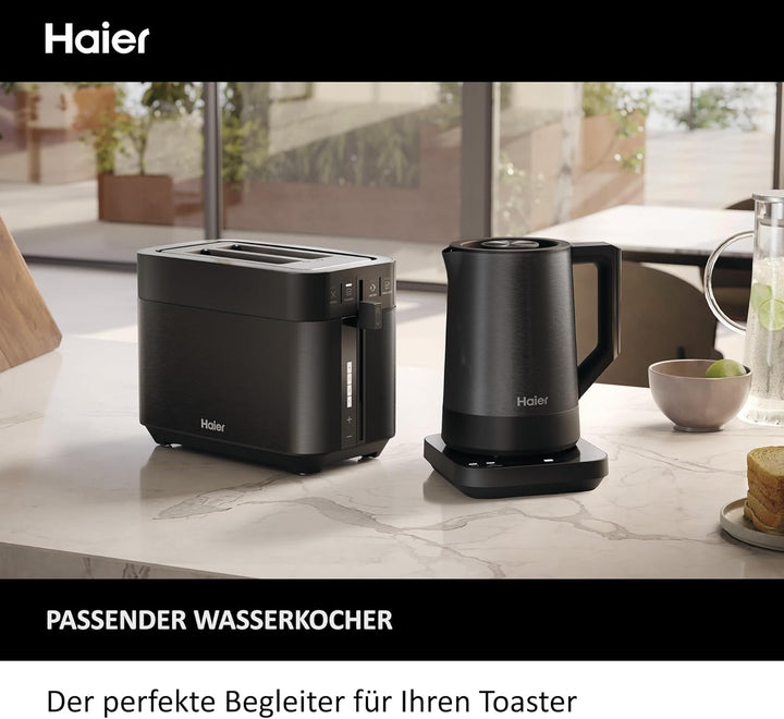 Haier Toaster aus Edelstahl, 2 Scheiben, 1150W I Extra tiefe Schlitze & Hebegriff zum Anheben gegen