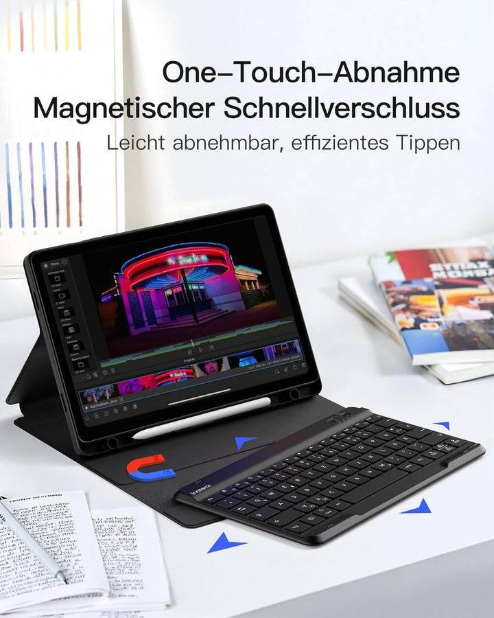 Inateck Hülle Tastatur für Samsung Tablet A9 Plus, Tablet mit Tastatur für Galaxy Tab A9+ 11 Zoll 20