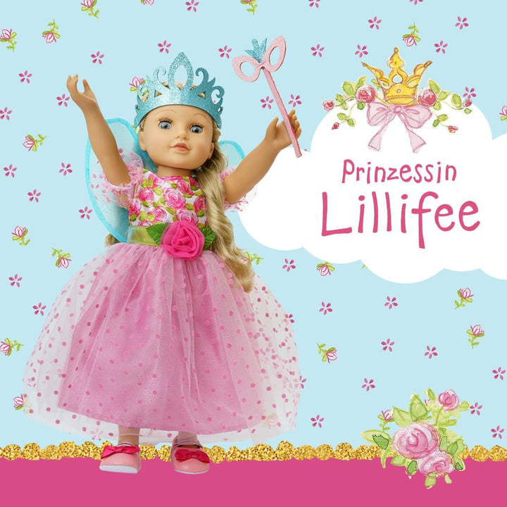 Heless 2440 - Puppenkleidung im Design Prinzessin Lillifee, Kleid inkl. Glitzerkrone und Augenmaske