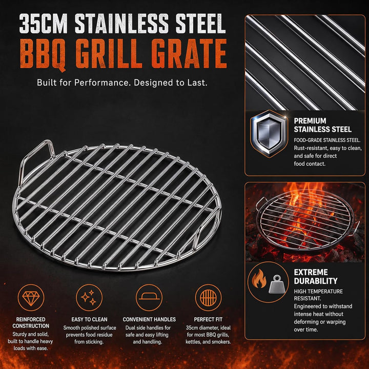 FARYODI Grillrost Ø35cm aus Edelstahl Rund, rostfreies Grillgitter für Kugelgrill, langlebig geschwe