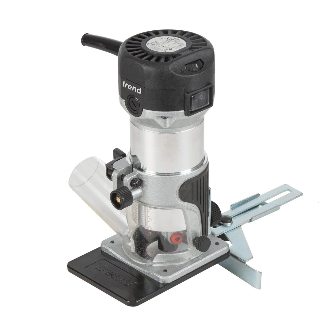 Trend T1 Oberfräse mit erweiterter Trimmbasis, 8mm Spannzange, 710W, 230V, Kompaktes Trimm-Werkzeug,