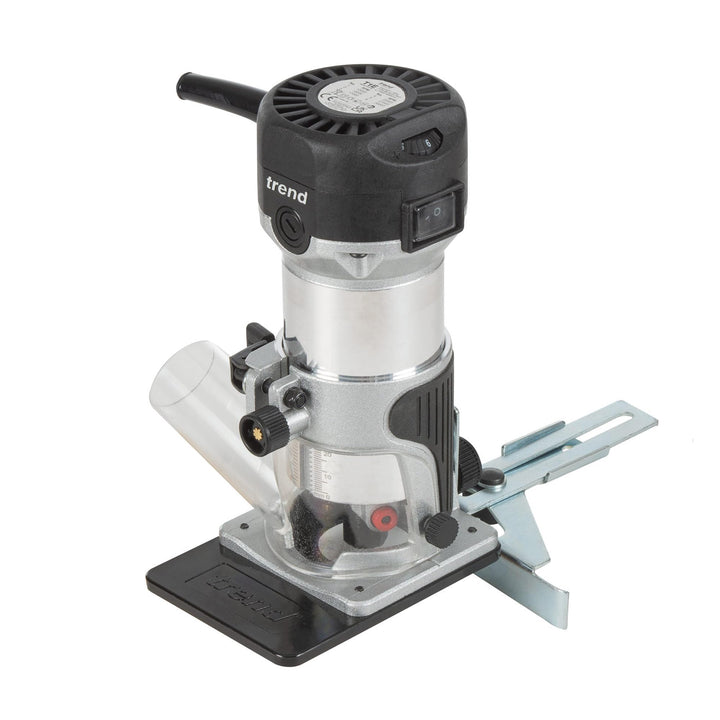 Trend T1 Oberfräse mit erweiterter Trimmbasis, 8mm Spannzange, 710W, 230V, Kompaktes Trimm-Werkzeug,