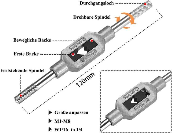 Saipor 10 Stück Gewindebohrer Set M1-M3.5 Metrik HSS Gewindeschneider Bohrer Gewindeschneidwerkzeug