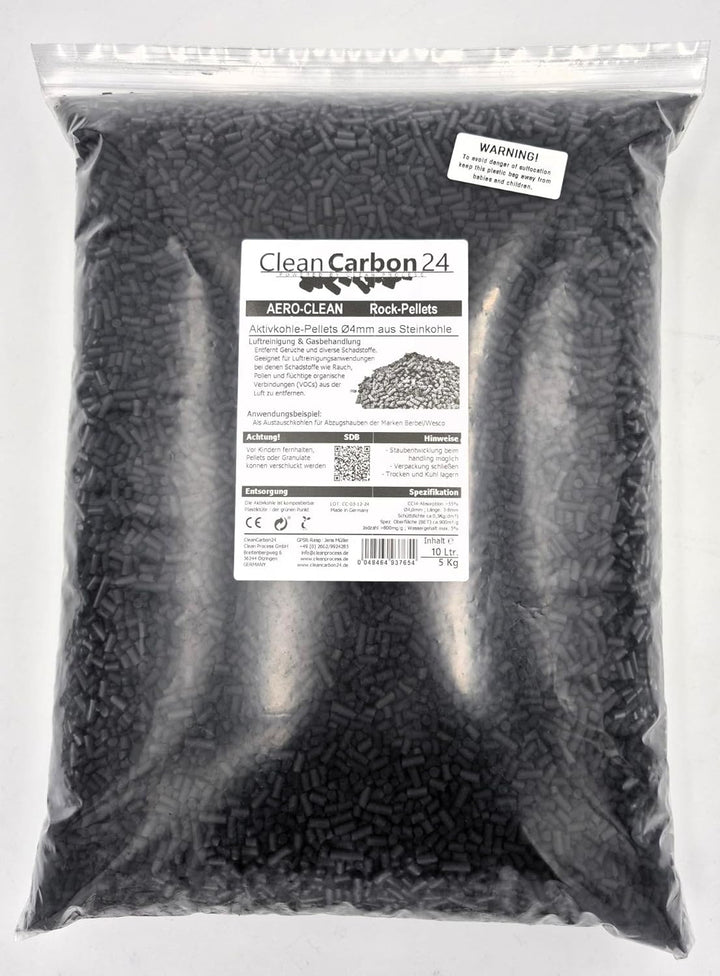 10 Liter Aktivkohle Pellets Ø4mm, aus Steinkohle zur Luftreinigung (AERO-CLEAN Rock-Pellets) [Energi