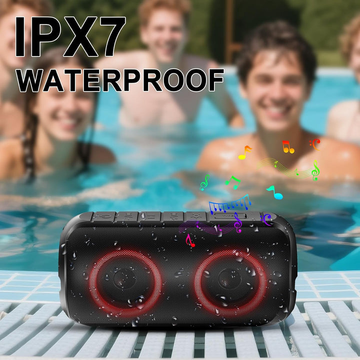 Bluetooth Lautsprecher mit Licht, Neues Blue tooth 5.3 Musikbox Tragbarer Bluetooth Box mit 52mm Dur
