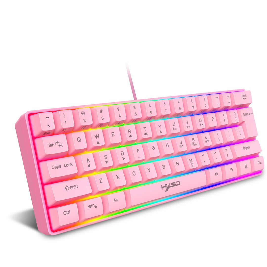 KUIYN 60% kabelgebundene RGB-Gaming-Tastatur, 61-Tasten-Minitastatur mit 11 RGB-Chroma-Hintergrundbe