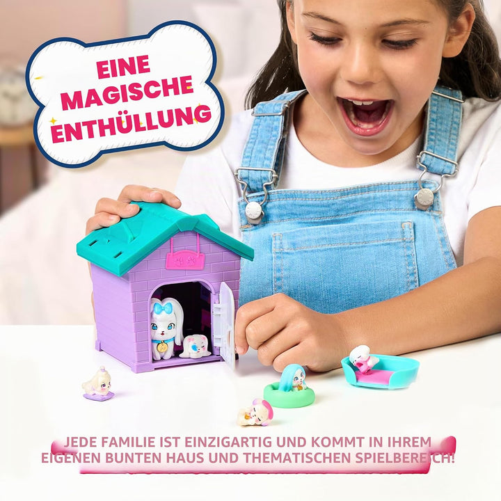 Little Live Pets Mama Surprise Families – Mamas Hütte-Packung, Bulldogge & Spaniel, 2 Hütten & Welpe