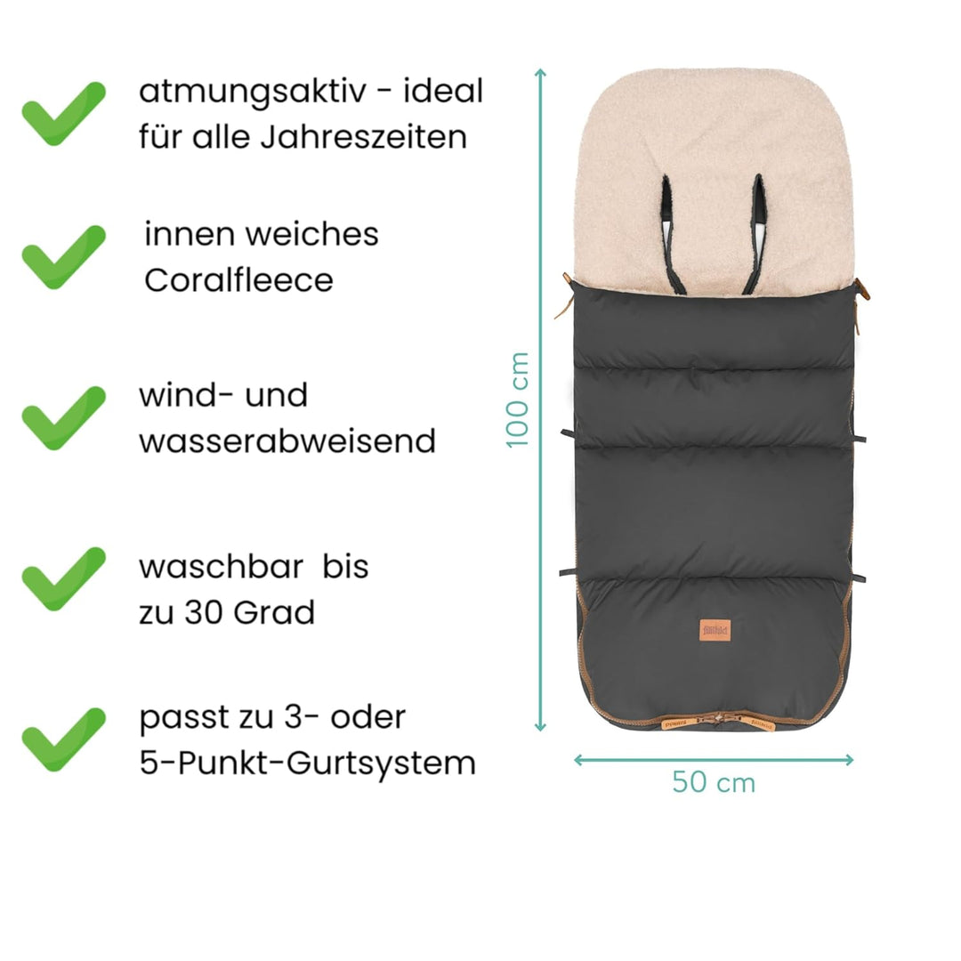 Fillikid Winterfusssack Kinley Exklusiv | warmer Babyfusssack mit Coral Fleece | wind- & wasserabwei