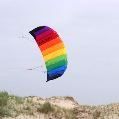 Wolkenstürmer® Paraflex Basic 2-Leiner Lenkmatte 1.7 Rainbow - Kite Drachen mit Flugschlaufen – Zwei