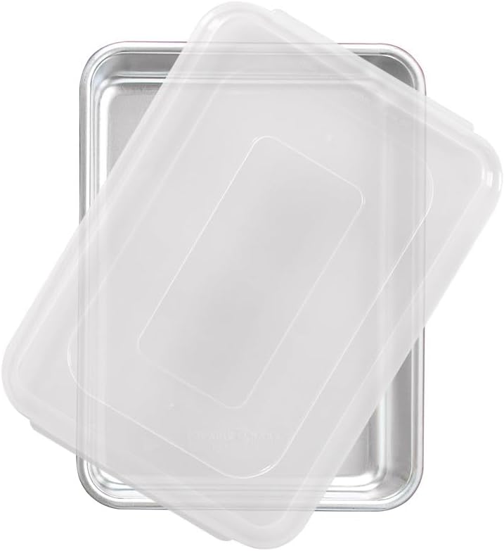 Nordic Ware Natural Aluminum Commercial Cake Pan with Lid, Rectangle Pan with Lid, Rectangle Pan wit