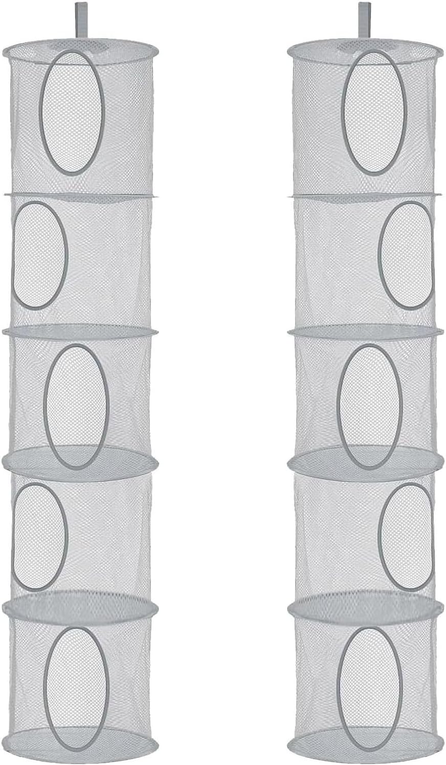 Hängeaufbewahrung, 2 Stück Faltbare Hängeaufbewahrung Organizer, 5 Fächer Hängeregal Mesh Hängende N