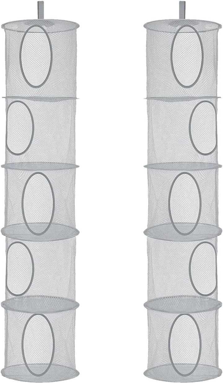 Hängeaufbewahrung, 2 Stück Faltbare Hängeaufbewahrung Organizer, 5 Fächer Hängeregal Mesh Hängende N
