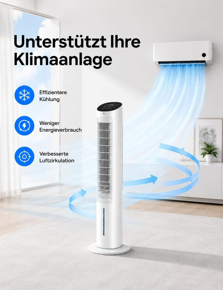 Dreo Turmventilator mit Kühlung leise, Ventilator mit Wasserkühlung, 40-Zoll Luftkühler, Verdunstung