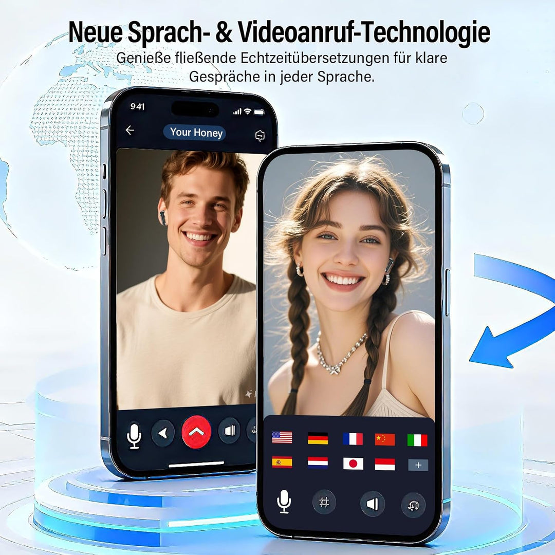 KI Übersetzer Kopfhörer, 3-in-1 Echtzeit Sprachübersetzer Kopfhörer 164 Sprachen mit ANC Mic & App,