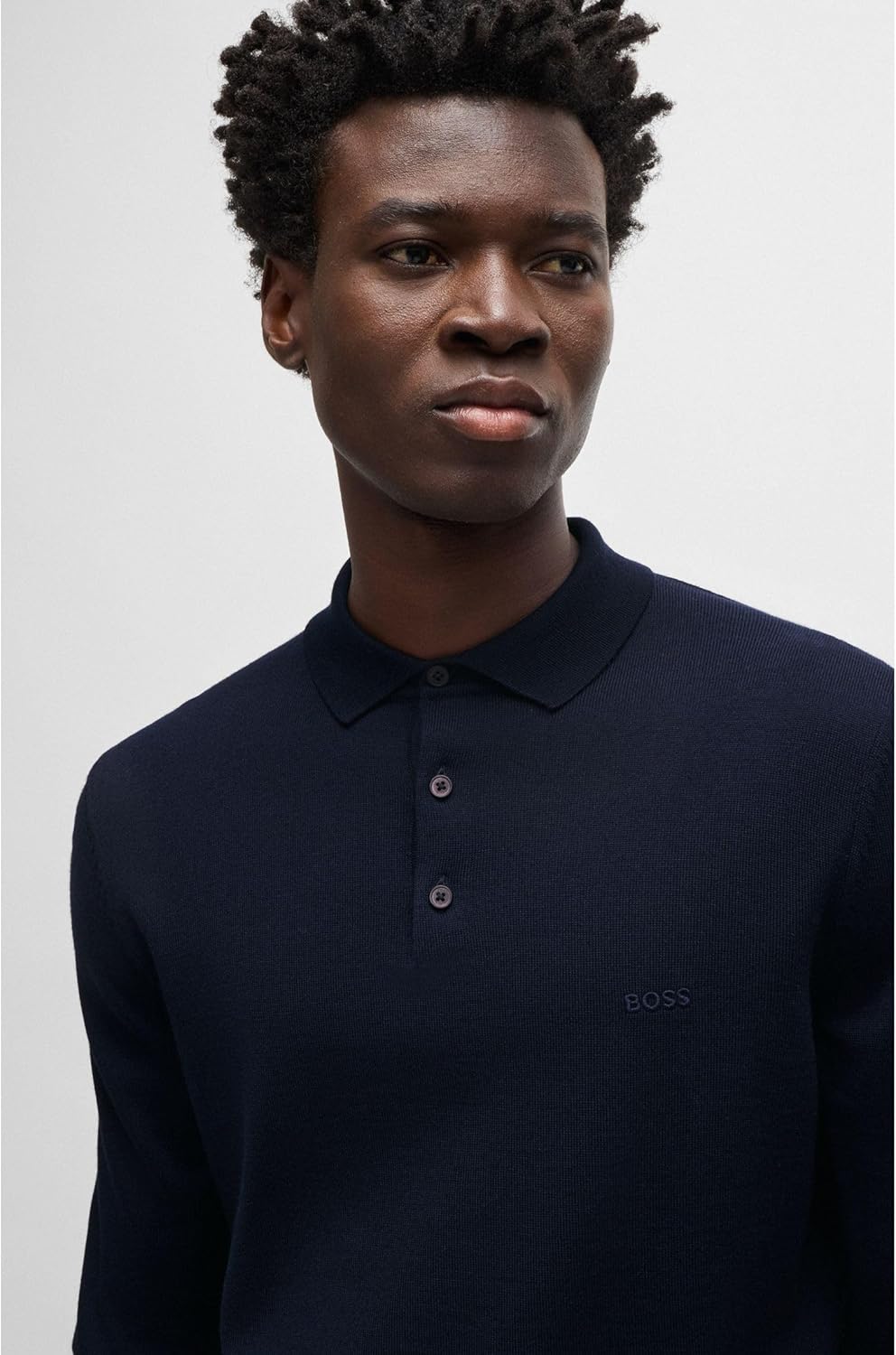 BOSS Herren Bono-L Pullover aus Schurwolle mit Polokragen und Logo-Stickerei M Dunkelblau404, M Dunk