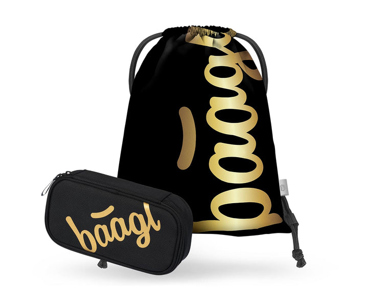 Baagl Federmäppchen und Turnbeutel Set 2-teilig Schule Sportbeutel - Gold | Federtasche, Gymsack und