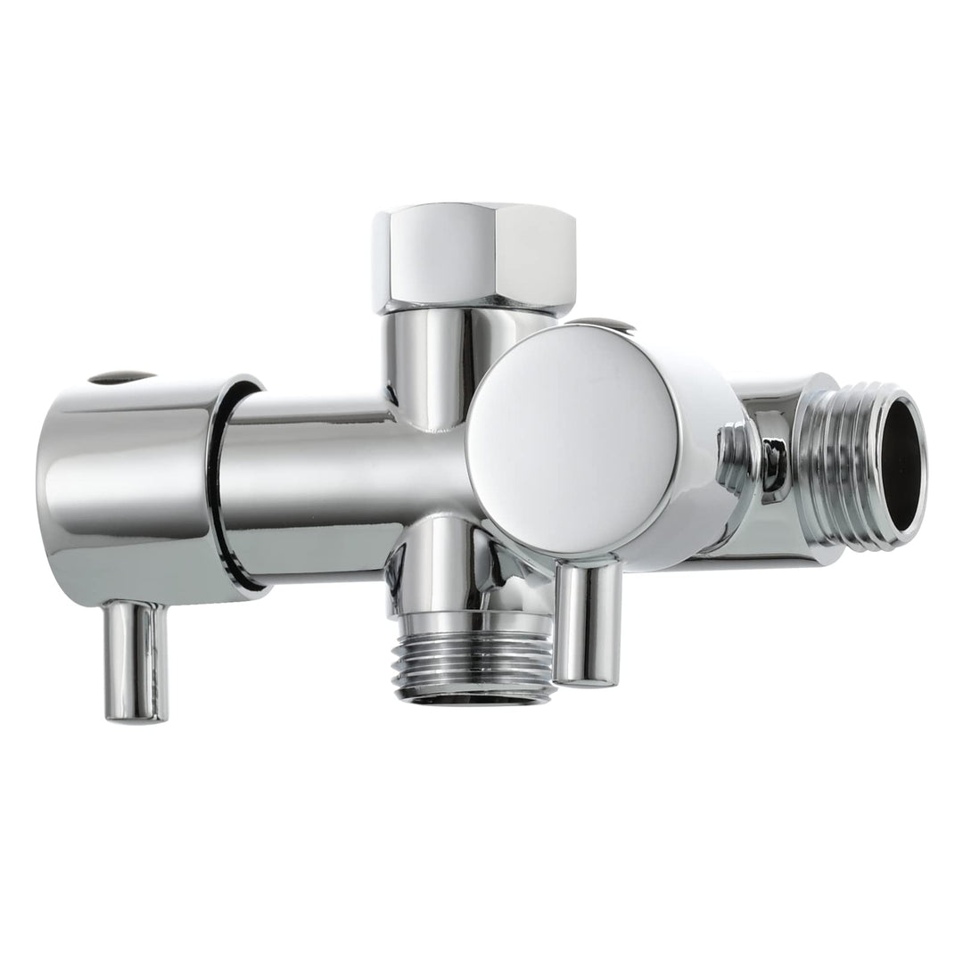 Tecmolog 2 Wege Umschaltventil G 1/2 Messing Absperrventil Dusche T Adapter für Handbrause Chrom, DS
