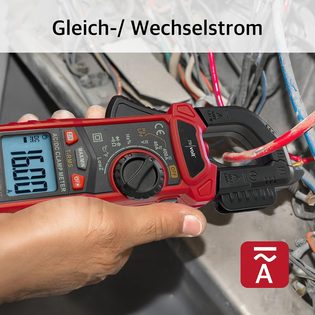 revolt Multimeter: Strommesszange AC & DC, Strom, Spannung bis 600 Volt, True RMS-4000 (Zangenampere