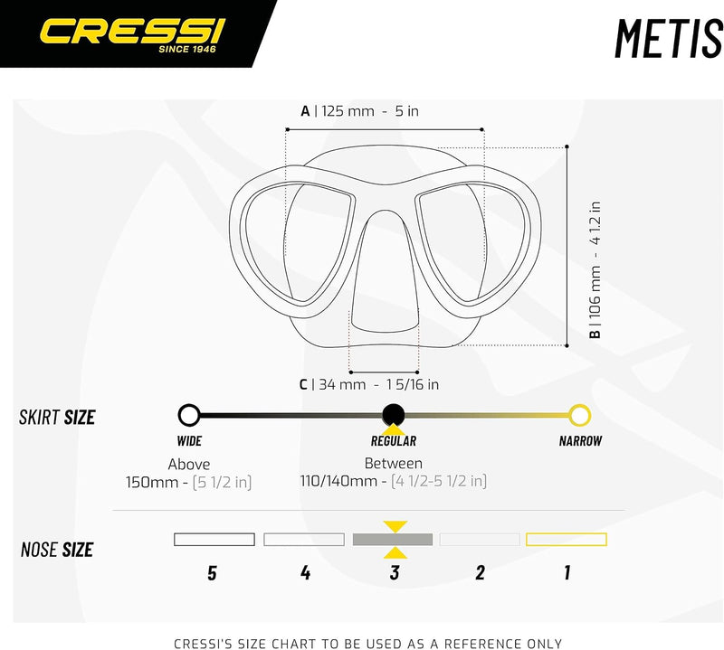 Cressi Unisex-Adult Metis Maske für Freitauchen und Photo Sub, minimales internes Volumen Einheitsgr