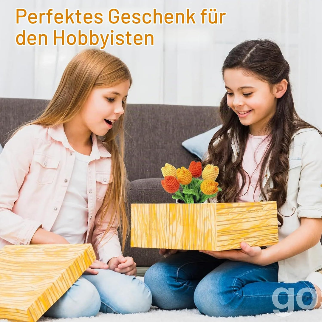 Lonsien Häkelset Kinder Tulpen Häkeln für Anfänger Komplett Amigurumi set Stricken für Anfänger Set