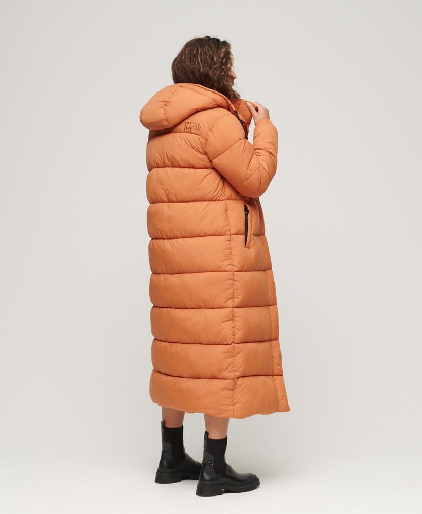 Superdry Damen Ripstop Longline Puffer Jacket Jacke 34 Caramel Grid, 34 Caramel Grid