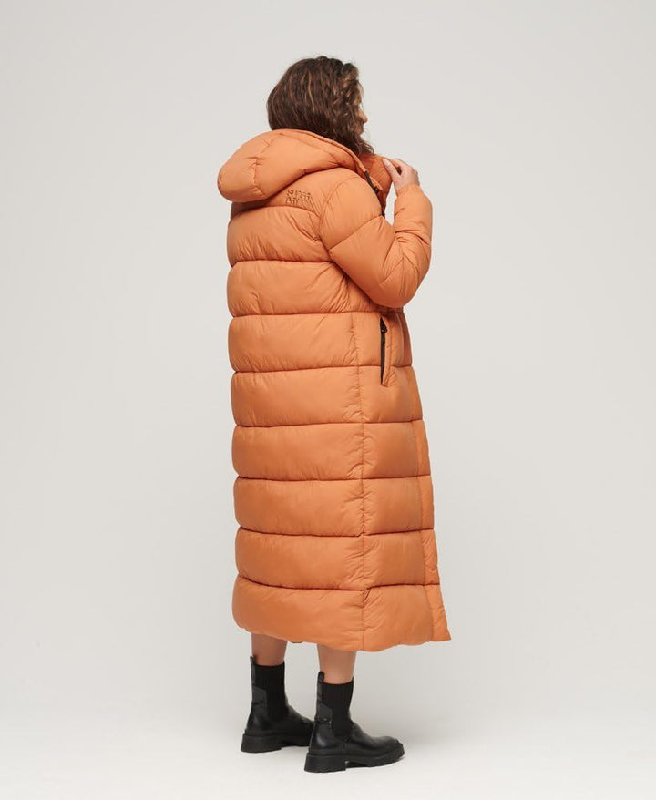 Superdry Damen Ripstop Longline Puffer Jacket Jacke 34 Caramel Grid, 34 Caramel Grid