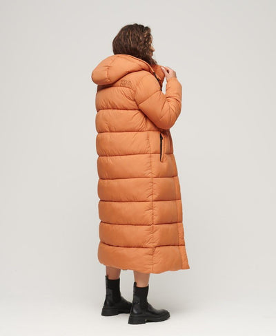 Superdry Damen Ripstop Longline Puffer Jacket Jacke 34 Caramel Grid, 34 Caramel Grid