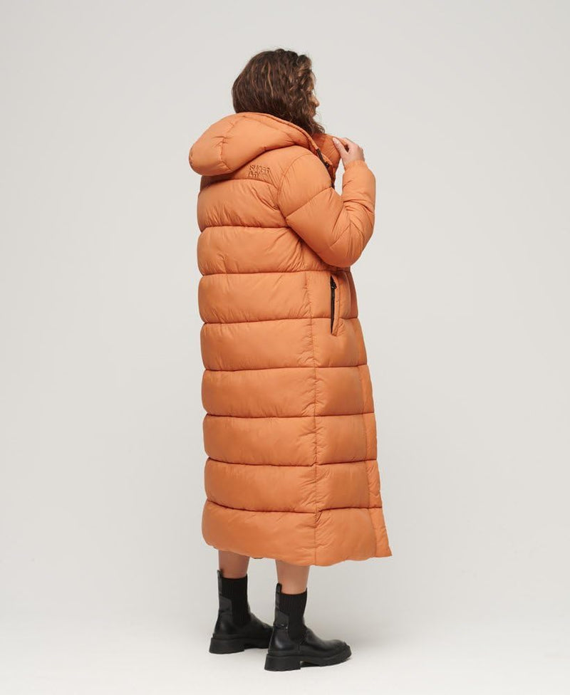 Superdry Damen Ripstop Longline Puffer Jacket Jacke 34 Caramel Grid, 34 Caramel Grid