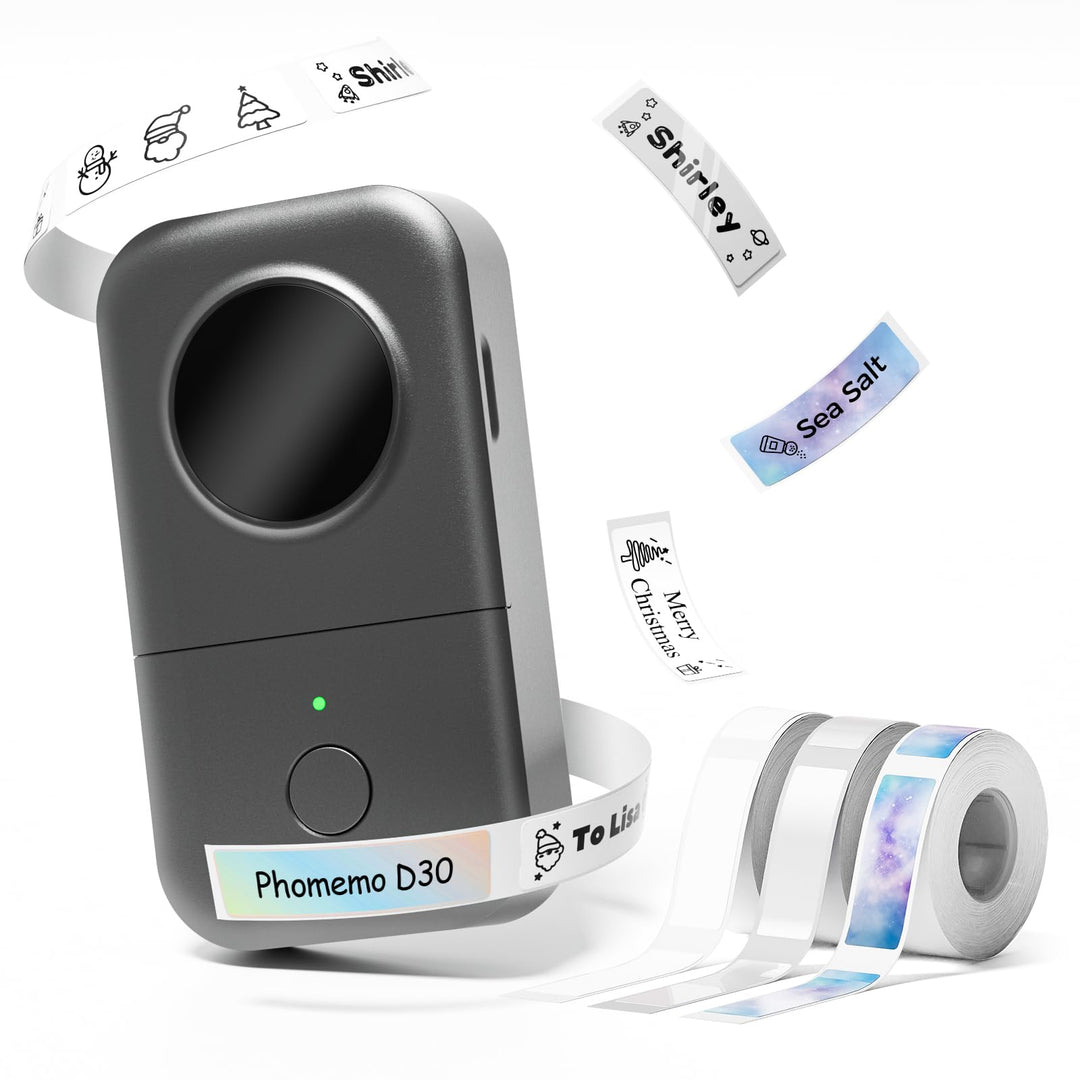 Phomemo D30 Bluetooth Etikettendrucker - Etikettiergerät Mini Beschriftungsgerät Selbstklebend Label