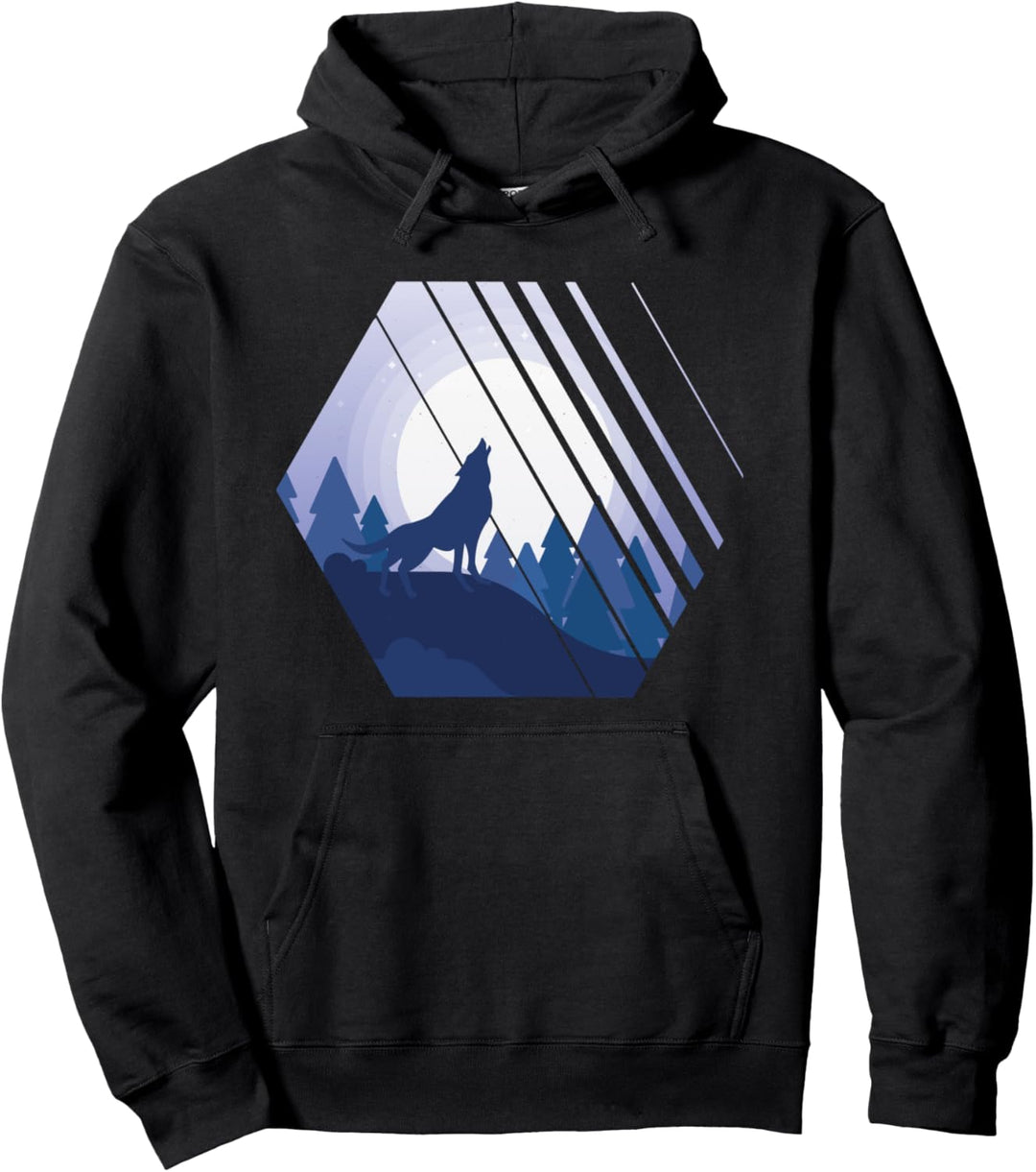 Wandern Design mit heulendem Wolf im Wald für Wanderer Pullover Hoodie