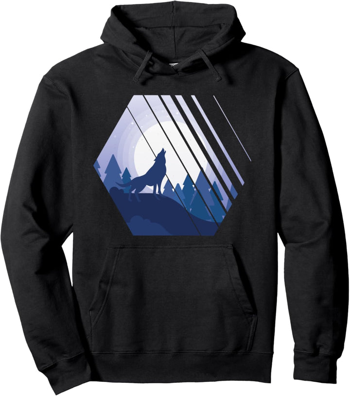 Wandern Design mit heulendem Wolf im Wald für Wanderer Pullover Hoodie