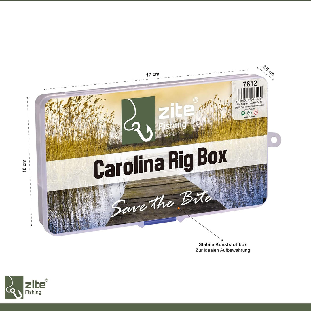 Zite Fishing Carolina/Texas Rig Set - Drop Shot Box mit Offset Haken Glasperlen Bullet Blei 5-14g -