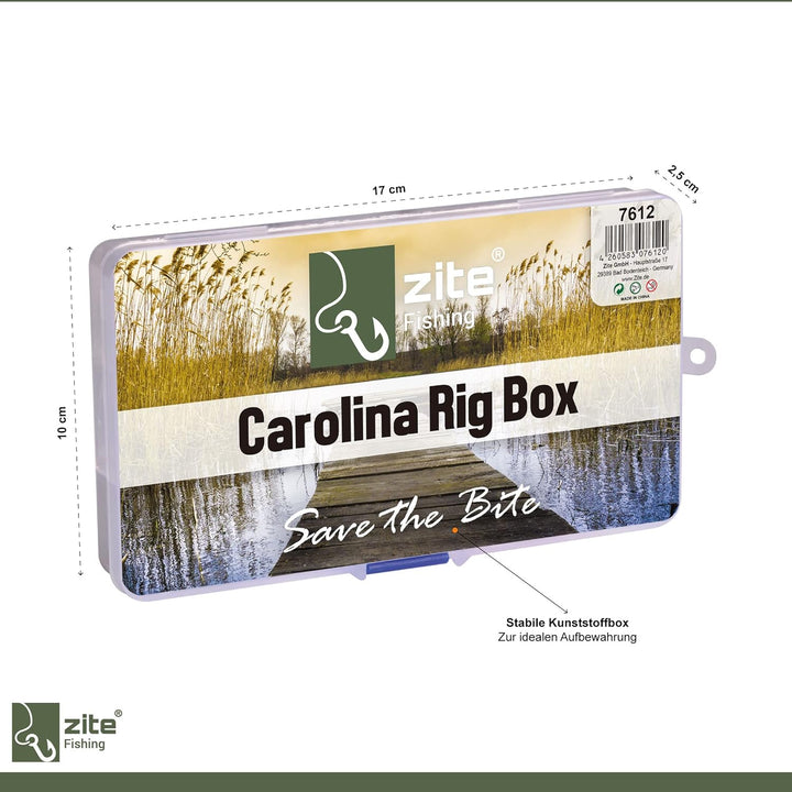 Zite Fishing Carolina/Texas Rig Set - Drop Shot Box mit Offset Haken Glasperlen Bullet Blei 5-14g -