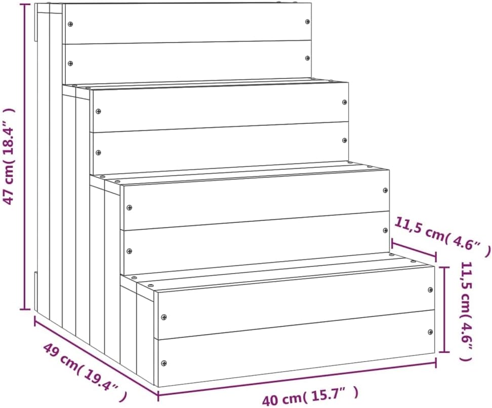 vidaXL Haustiertreppe, Hundetreppe mit Holzrahmen, Katzentreppe mit 3 Stufen, Aufstiegshilfe Treppe