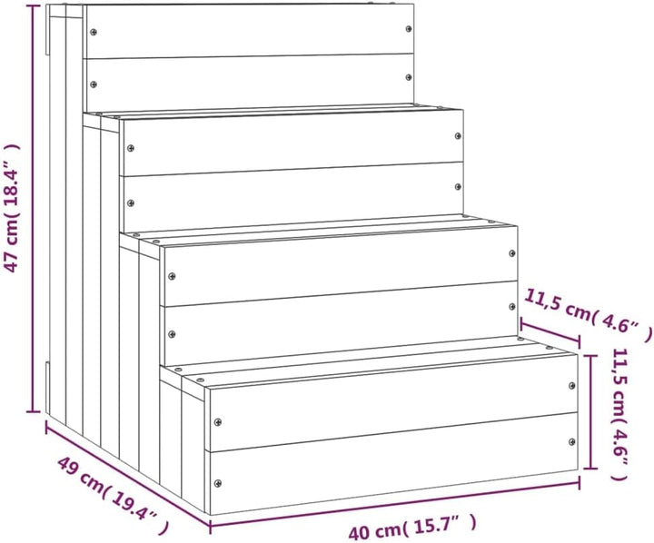vidaXL Haustiertreppe, Hundetreppe mit Holzrahmen, Katzentreppe mit 3 Stufen, Aufstiegshilfe Treppe