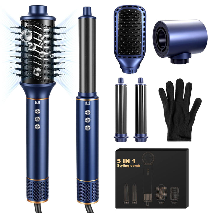 Hair Styler 5 in 1 Haarstyler Set,1400 W Airstyler Air Curlers Föhn Mit Rundbürstenföhn Warmluftbürs