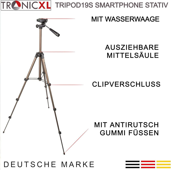 TronicXL Tripod 19S Smartphone Stativ Tisch Kamerastativ Tripod für Samsung Galaxy S23 S22 S21 S20 S