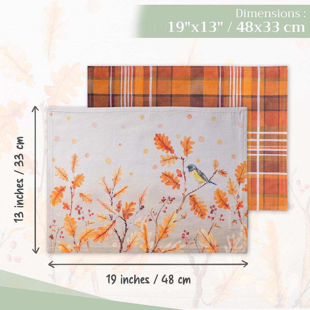 Maison d'Hermine Platzsets 4er-Set 100% Baumwolle waschbare Tischsets Wiederverwendbare Tischsets fü