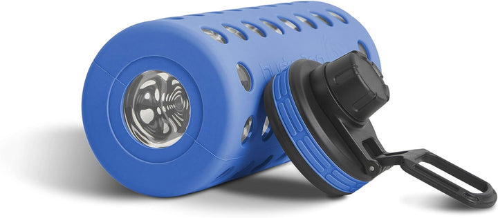 hydro2go® Trinkflasche aus Glas mit Silikonhülle 950 ml - spülmaschinenfest | 2 auswechselbare Decke