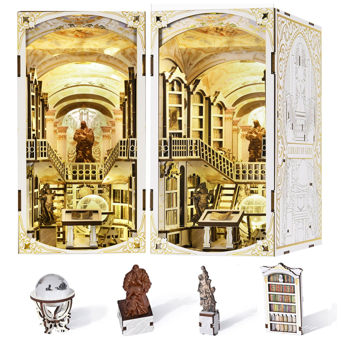 Book Nook Kit - Miniatur-DIY - Puppenhaus - 3D-Holzpuzzle - Buchstütze - Bücherregal - Dekoration mi