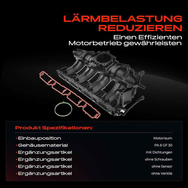 Frankberg Ansaugkrümmer Ansaugbrücke Kompatibel mit A3 8P1 A4 8EC A6 4F2 Leon 1P1 Octavia II 1Z3 Gol