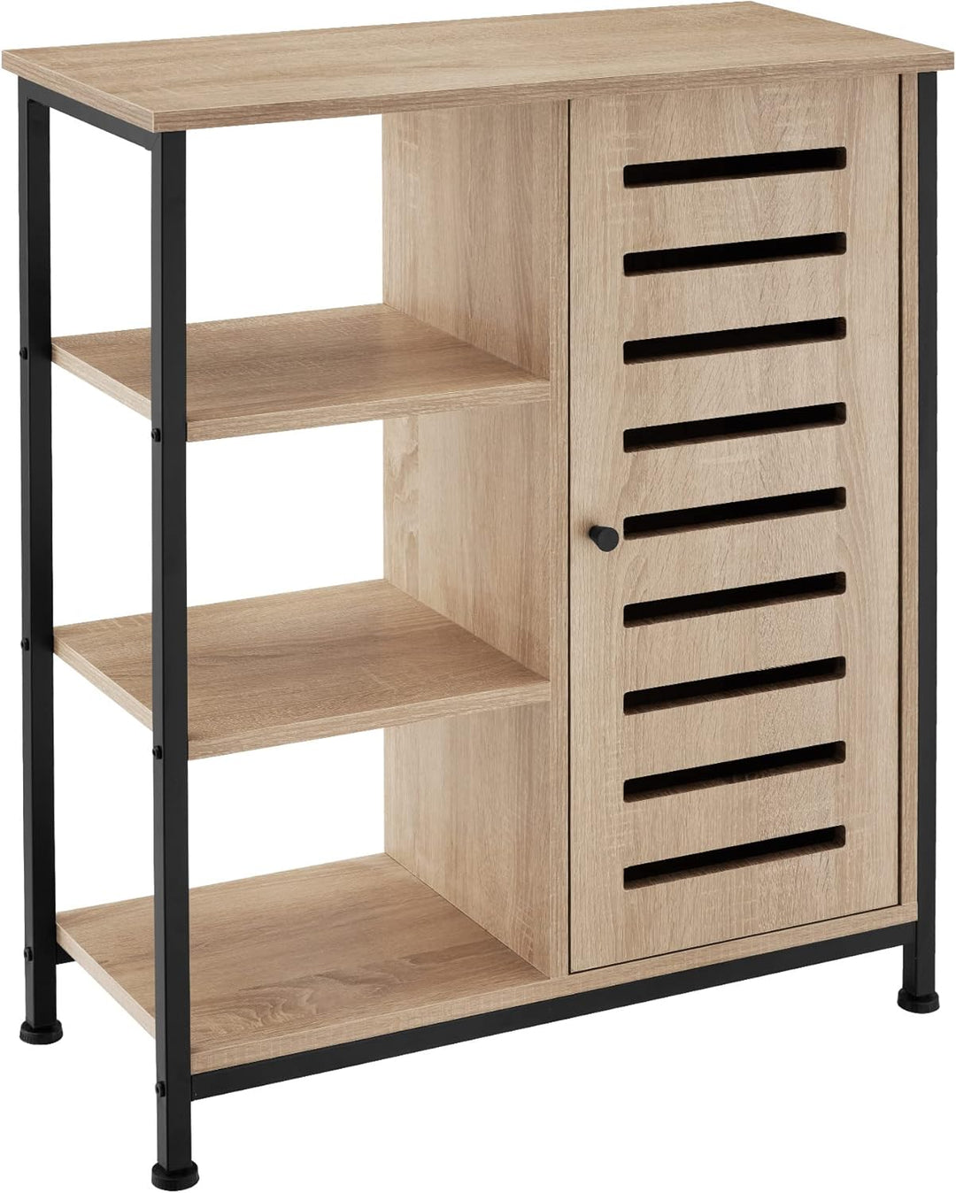 tectake Sideboard mit 3 Fächern und Schrankfach, 71 x 32 x 82 cm, Industrie-Design, Holz Kommode für
