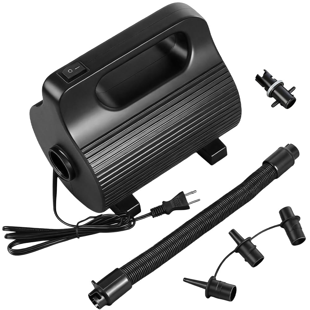 Elektrische Luftpumpe für Luftmatratze, 600W Luftpumpe Elektrisch mit 4 Düsen, Tragbare Pumpe für Lu