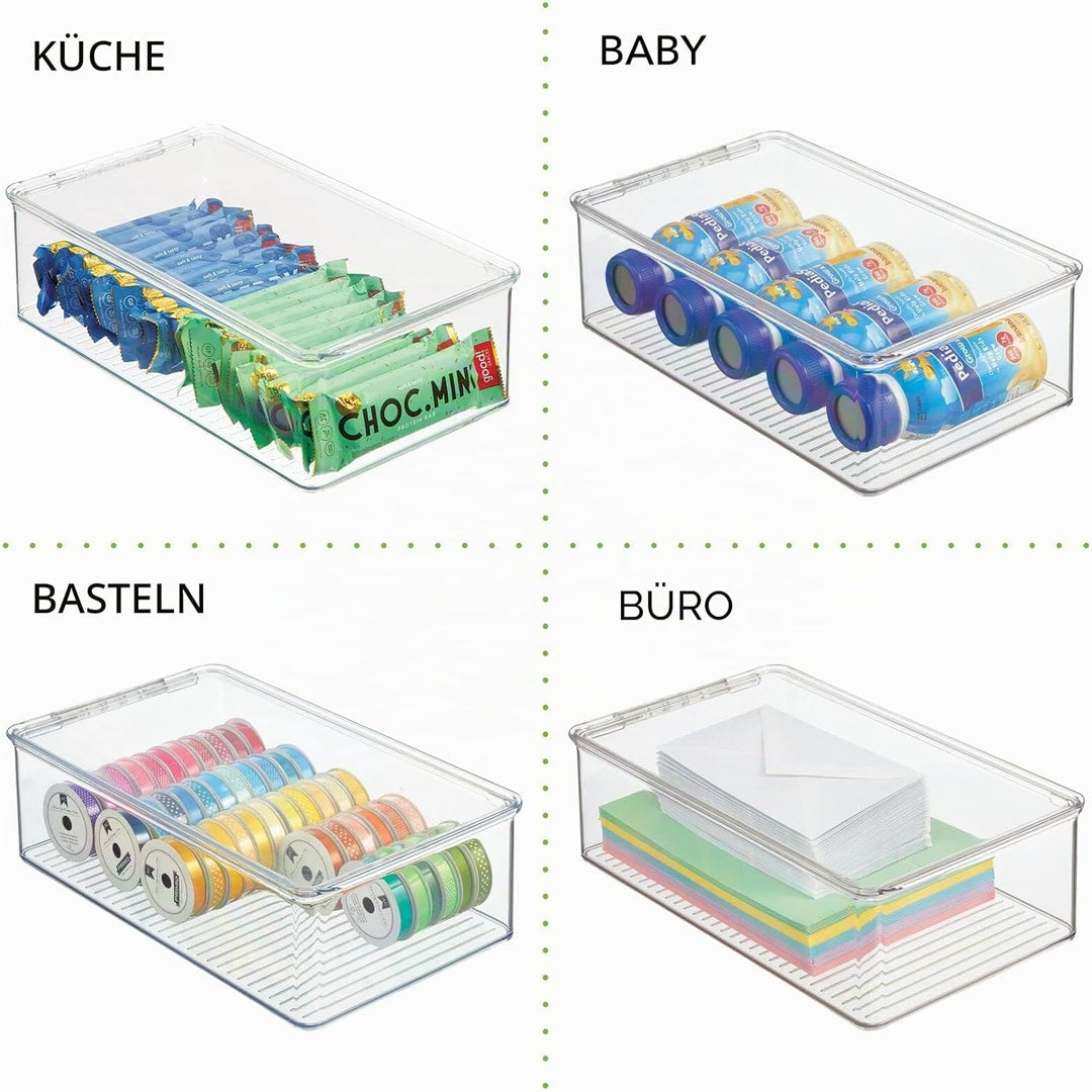 mDesign 4er-Set Kühlschrankbox – Kühlschrank Vorratsdose mit Deckel – lebensmittelechte Aufbewahrung