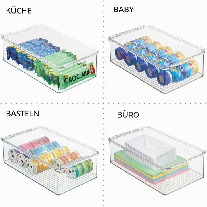 mDesign 4er-Set Kühlschrankbox – Kühlschrank Vorratsdose mit Deckel – lebensmittelechte Aufbewahrung